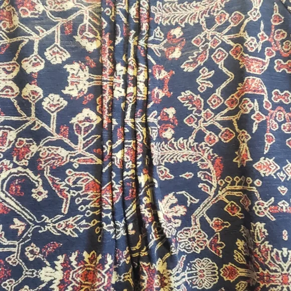 Lucky Brand Boho navy and red long sleeve Peasant top - Picture 2 of 5
